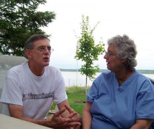 Meeting with Little Rock Lake resident Nancy Carver to discuss water quality issues on the lake, July 24, 2008.