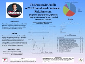 Poster detailing the Personality Profile of 2012 Presidential Contender Rick Santorum